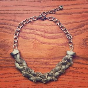 Loft gold braided statement necklace.